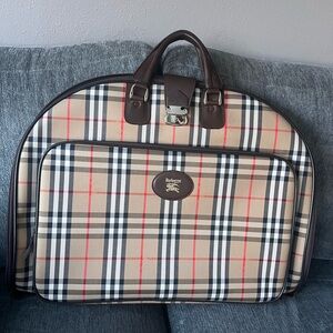 Burberry Tan and Black Checkered Travel Bag